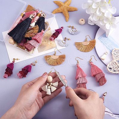 DIY Layered Tassel Drop Earring Making Kit DIY-SZ0009-86-1