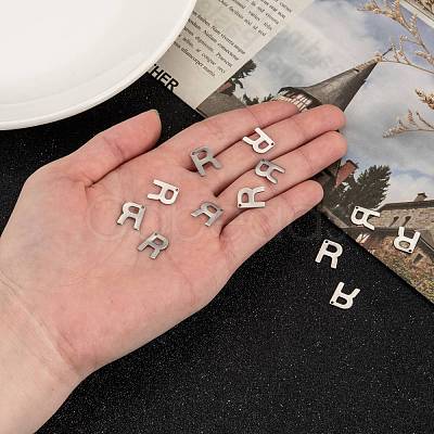 Tarnish Resistant 304 Stainless Steel Letter Charms STAS-O072-R-1