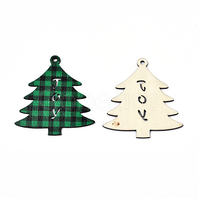 Christmas Theme Single-Sided Printed Wood Big Pendants WOOD-N005-59A-1