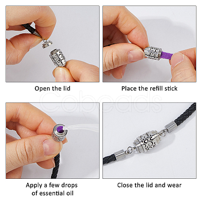 1Pc 304 Stainless Steel Perfume Diffuser Column Link Bracelets BJEW-FG0001-08A-1