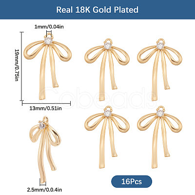 16Pcs Brass Micro Pave Clear Cubic Zirconia Pendants KK-SC0005-22-1
