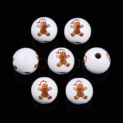 Painted Natural Wood Beads WOOD-N006-187-1