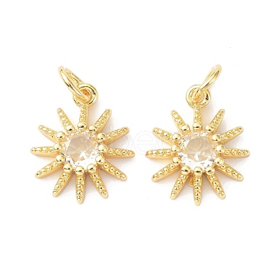 Brass Cubic Zirconia Charms ZIRC-C022-18G-1
