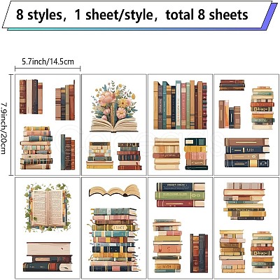 8Pcs 8 Styles Rectangle Plastic Window Stickers DIY-WH20015-018-1