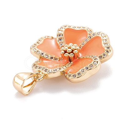 Real 18K Gold Plated Brass Micro Pave Clear Cubic Zirconia Beads Pendants ZIRC-M114-32G-1