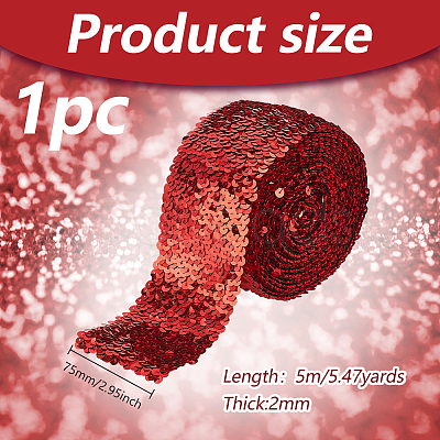 8-Row Plastic Paillette Elastic Beads OCOR-WH0088-09-1