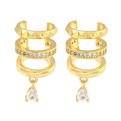 Brass Micro Pave Cubic Zirconia Cuff Earrings X-EJEW-C104-083G-1