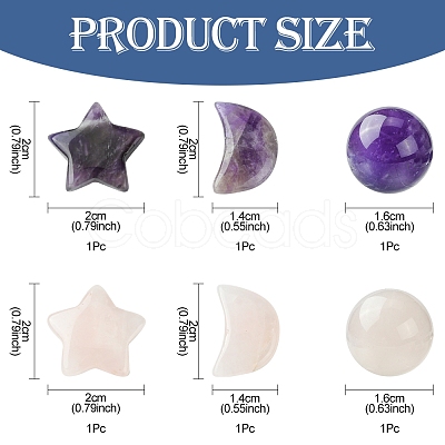 Natural Gemstone Healing Moon & Star & Round Ornaments AJEW-FS0001-12B-1