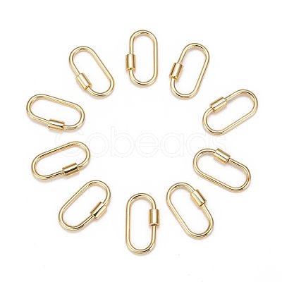 Brass Screw Carabiner Lock Charms KK-T047-07G-1
