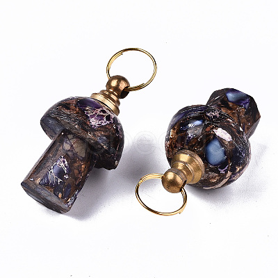 Assembled Synthetic Bronzite and Imperial Jasper Openable Perfume Bottle Pendants LS-G-S366-057E-1
