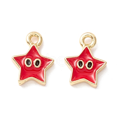 Rack Plating Eco-friendly Brass Enamel Charms KK-D073-01G-01-NR-1