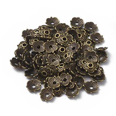 4-Petal Tibetan Style Alloy Flower Bead Caps X-TIBE-S222-AB-NR-1