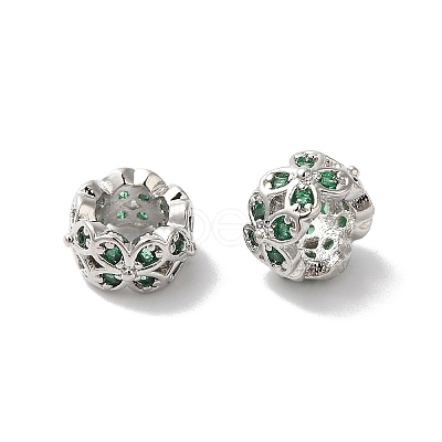 Long-Lasting Plated Brass Micro Pave Clear Cubic Zirconia Beads KK-K381-18B-P-1