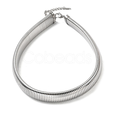 Non-Tarnish 304 Stainless Steel Flat Snake Chain Necklaces for Women NJEW-U049-01P-02-1