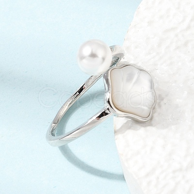 Adjustable Brass White Shell Cuff Rings SH-CBA3B38-01P-1