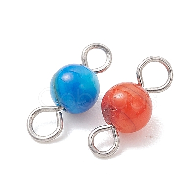 Dyed Natural Freshwater Shell Round Links Connector Charms PALLOY-JF05445-02-1