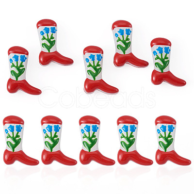5Pcs Boot Baking Paint Glass Enamel Beads LAMP-TADJ0001-08G-1
