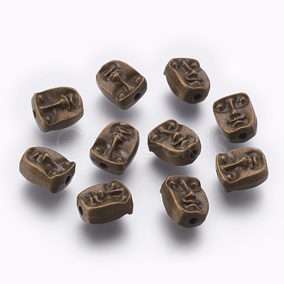 Tibetan Style Alloy Human Face Beads TIBEP-GC184-AB-NR-1