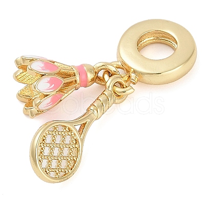 Rack Plating Brass Enamel Sports European Dangle Charms KK-P287-35F-G-1