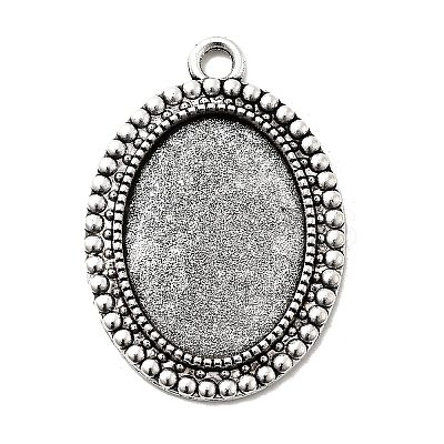 Tibetan Style Alloy Pendant Cabochon Settings X-TIBEP-N003-37AS-1