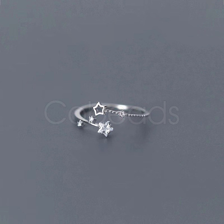 Alloy with Crystal Rhinestone Cuff Open Rings for Women FS-WG2A069-01-1