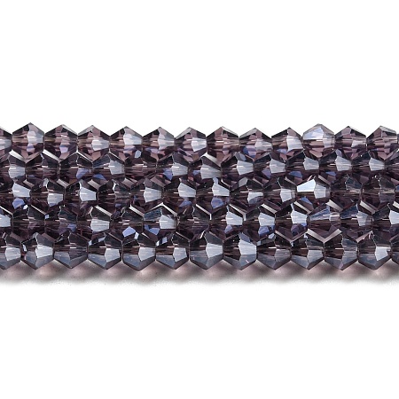 Transparent Electroplate Glass Beads Strands GLAA-F029-4mm-C04-1