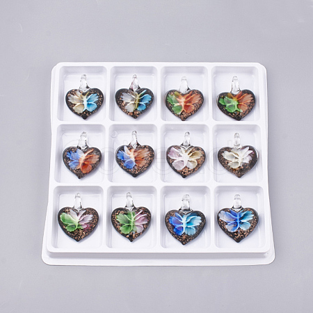 Handmade Gold Sand Lampwork Pendants LAMP-S189-16-B-1