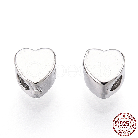 Rhodium Plated 925 Sterling Silver Beads STER-T004-75P-1