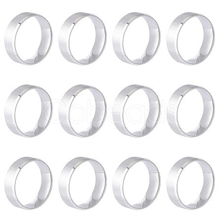 12Pcs 201 Stainless Steel Plain Band Ring for Men Women RJEW-UN0002-44B-1