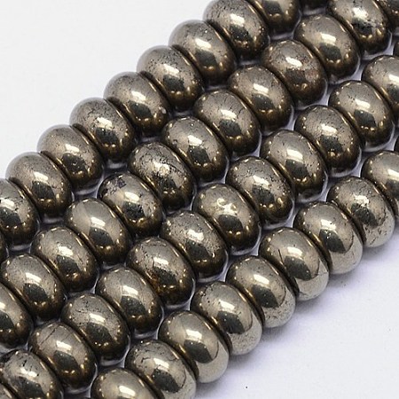 Natural Pyrite Beads Strands G-L032-10X6mm-01-1