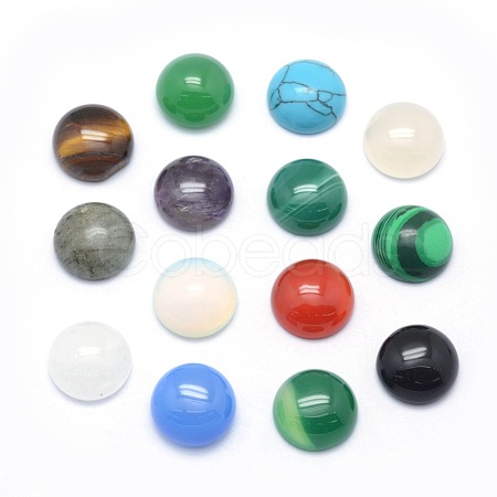Natural & Synthetic Mixed Gemstone Cabochons G-P393-R-6mm-1