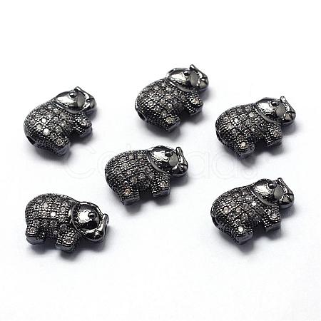 Rack Plating Brass Cubic Zirconia Beads ZIRC-S032-01B-1