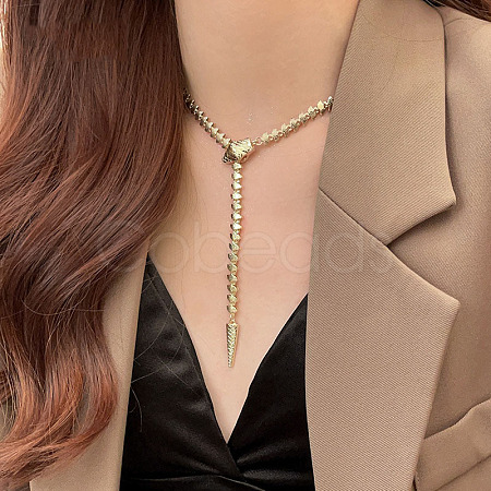Adjustable Brass Snake Lariat Necklaces for Women FS-WGAF582-01-1