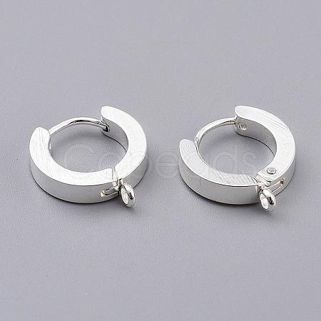 201 Stainless Steel Huggie Hoop Earrings Findings X-STAS-A167-01A-S-1