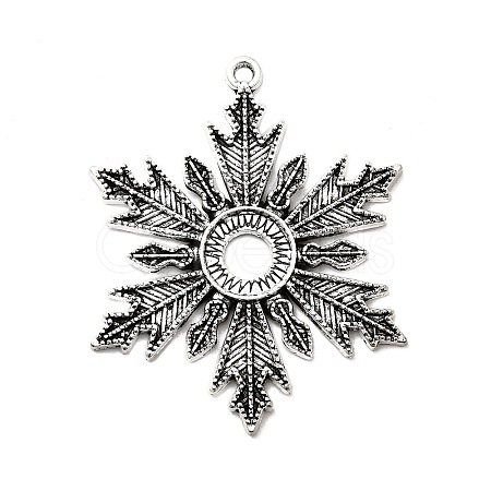 Snowflake Tibetan Style Alloy Pendant Cabochon Open Back Settings TIBEP-S295-62AS-RS-1