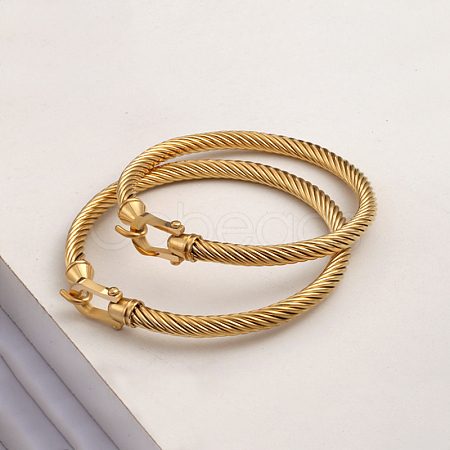 Twisted 304 Stainless Steel Bangles for Women BJEW-P352-01G-1