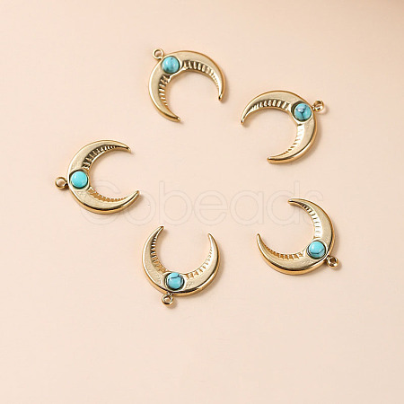 Bohemia Style Synthetic Turquoise Moon Charms BOHO-PW0001-060A-01-1