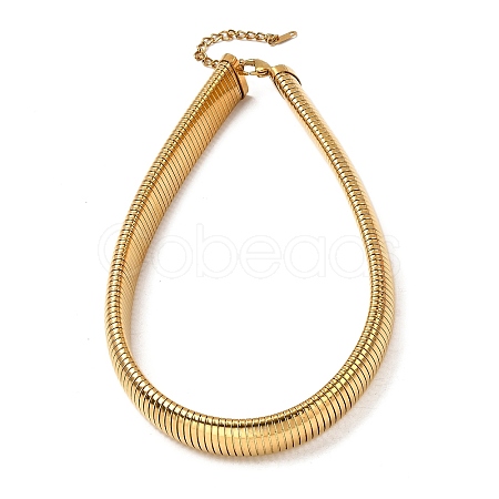 Ion Plating(IP) 304 Stainless Steel Flat Snake Chain Necklaces for Women NJEW-U049-01G-03-1