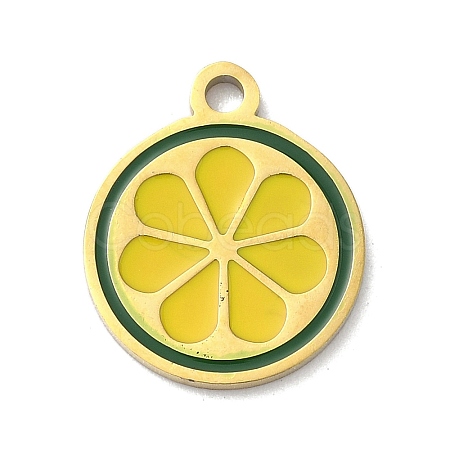 304 Stainless Steel Fruit Enamel Pendants STAS-G362-04G-03-1