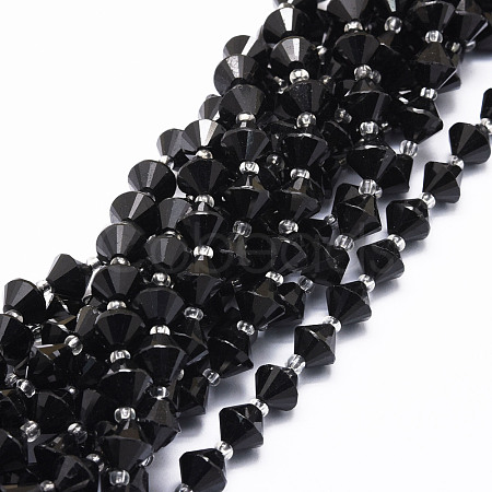 Natural Black Tourmaline Beads Strands G-E569-C15-1