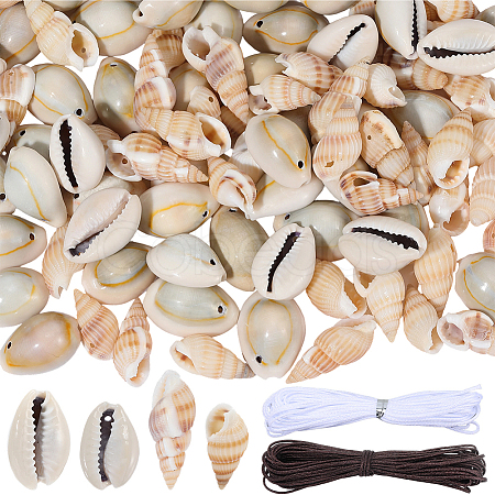 DIY 100Pcs 2 Styles Natural Shell Pendants Necklaces Making Kits DIY-SC0033-11-1