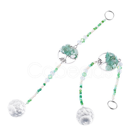 Glass Teardrop Window Hanging Suncatchers HJEW-TADJ0004-1