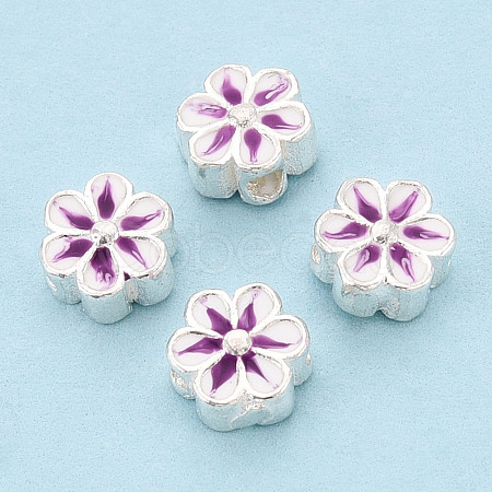 925 Sterling Silver Enamel Beads STER-T008-35C-1
