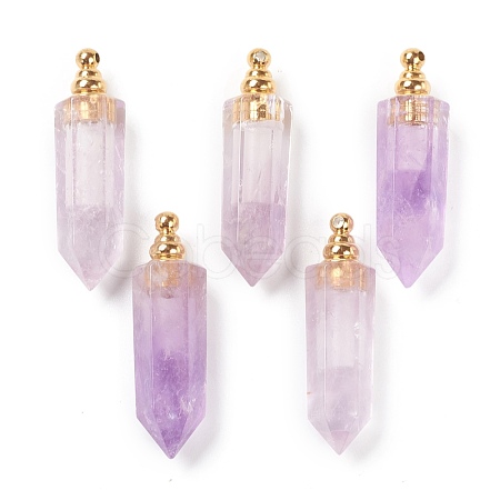 Faceted Natural Amethyst Pointed Pendants G-H252-F01-1