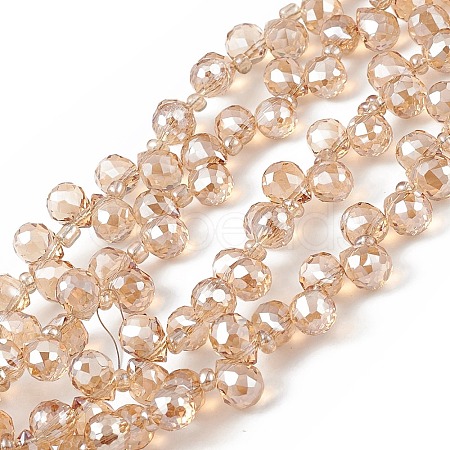 Transparent Electroplate Glass Beads Strands X-EGLA-F152A-PL02-1