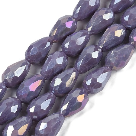 Opaque Solid Color Electroplate Glass Beads Strands X-EGLA-N013-P6mm-B09-1