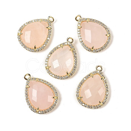 Natural Rose Quartz Faceted Teardrop Pendants G-I382-01G-06-1