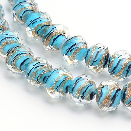 Handmade Gold Sand Lampwork Rondelle Beads Strands LAMP-I010-C-04-1
