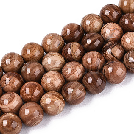 Natural Wood Lace Stone Wooden Jasper Beads Strands G-T143-30A-01-1