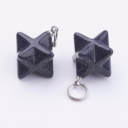 Synthetic Blue Goldstone Pendants G-E398-02E-1